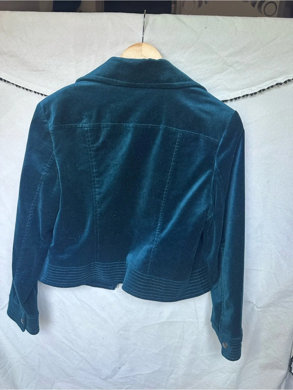 Chico’s Velveteen Moto Jacket - Darkest Teal/Ink